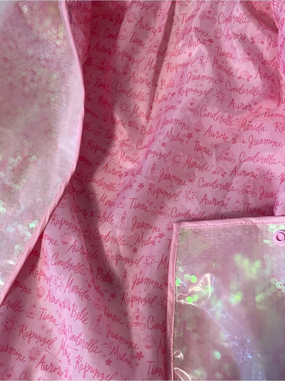 Disney Pink Iridescent Sequin Kids Raincoat